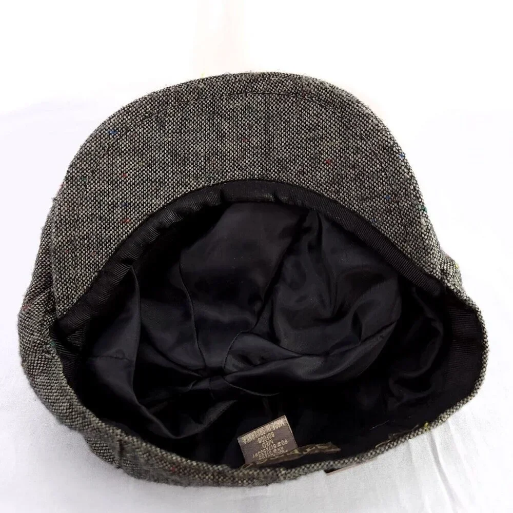 Stetson Newsboy Hat Wool Blend Size Medium Tweed Gray Cap - Picture 8 of 10